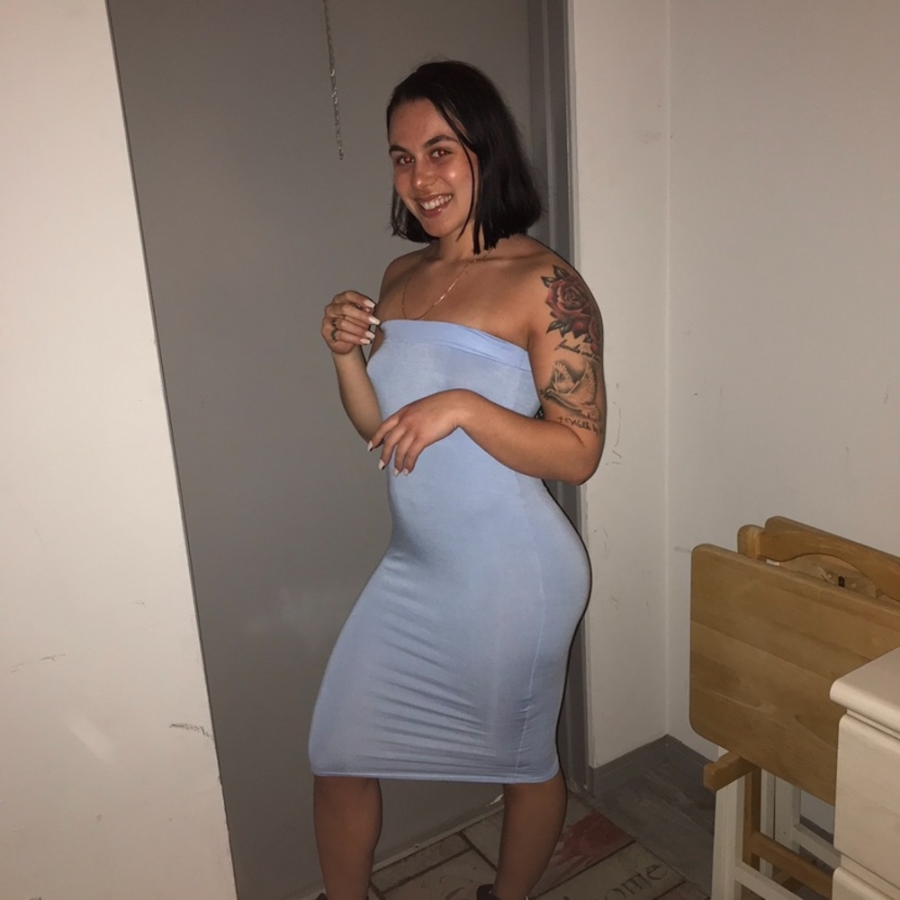 Fashion Nova baby blue matching skirt set